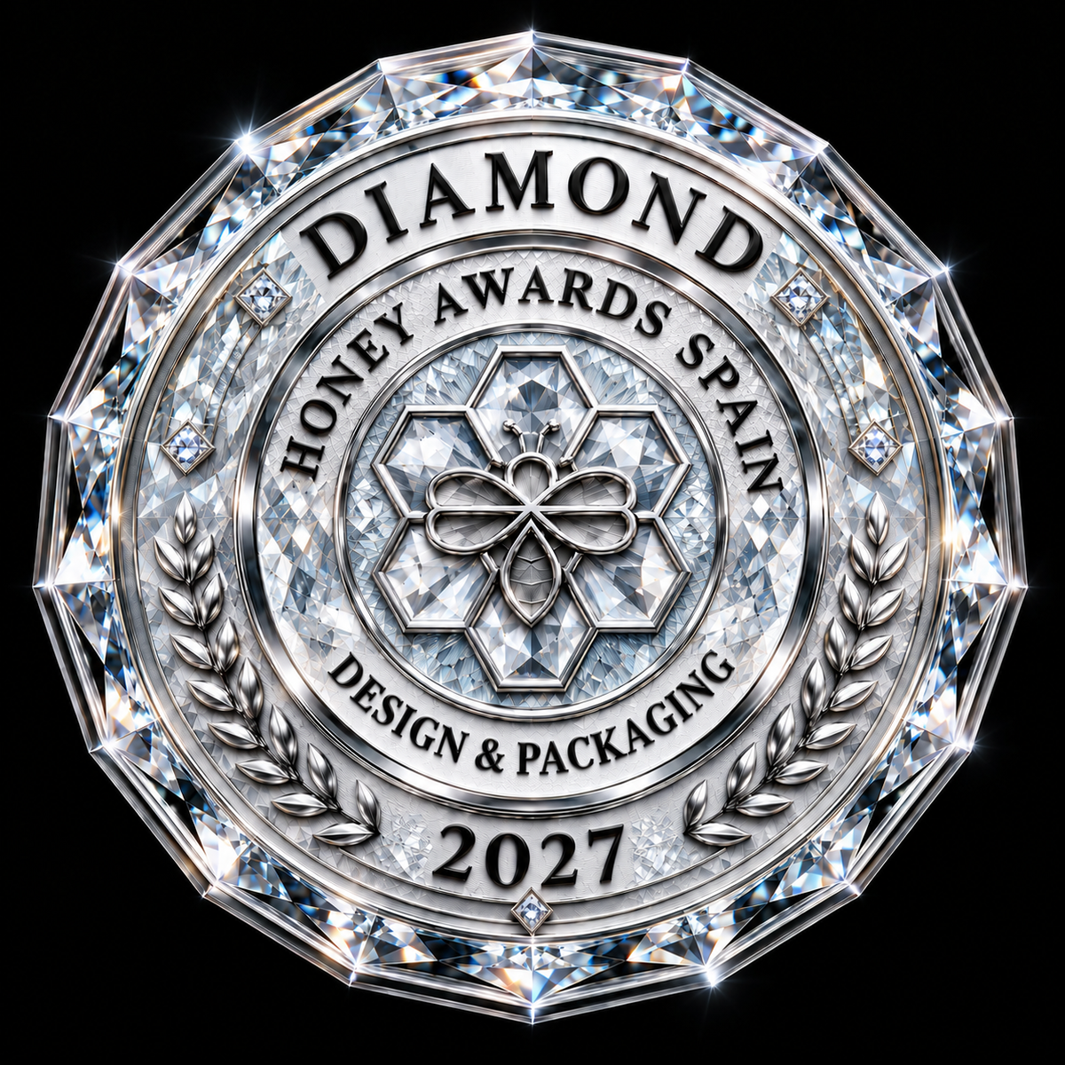 Badge Diamond 2027 · Diseño & Packaging