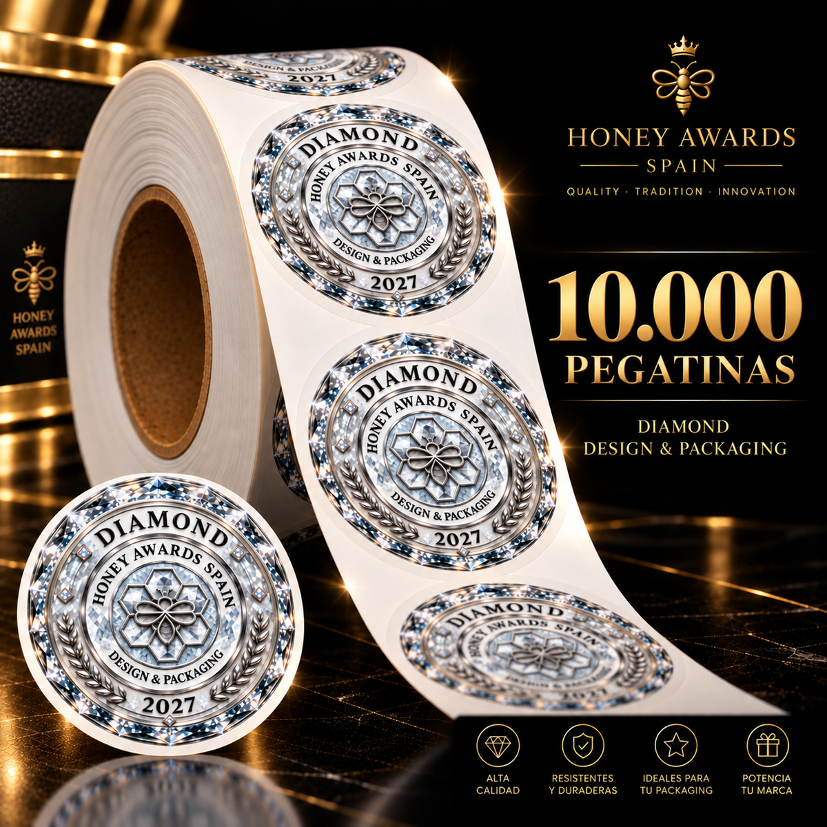 Badge Diamond 2027 · Diseño & Packaging