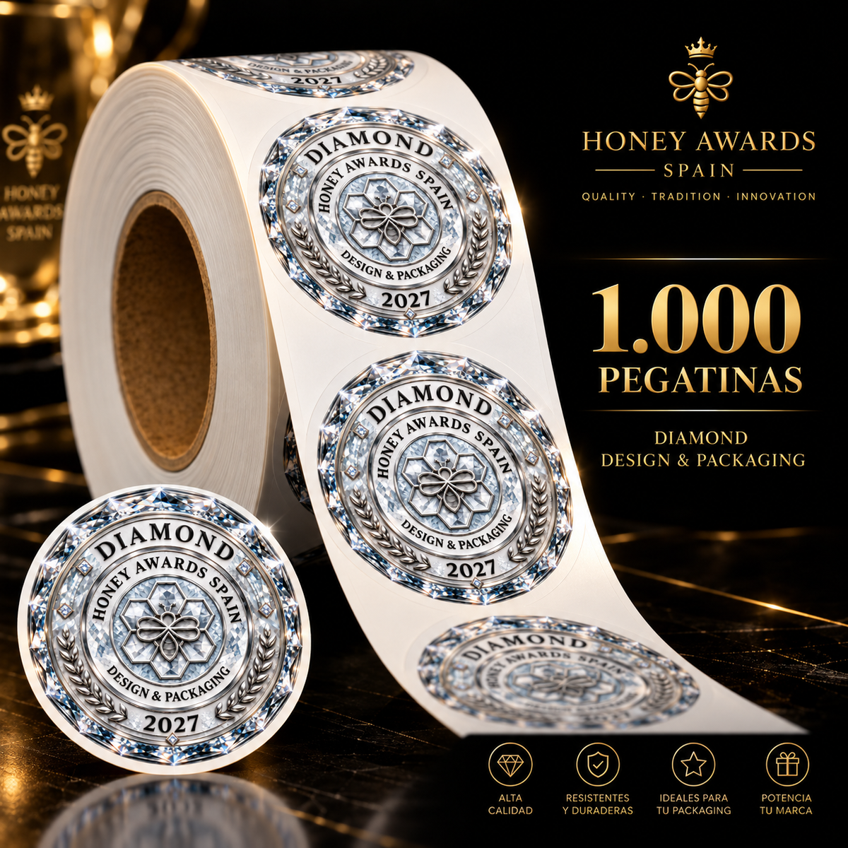 Badge Diamond 2027 · Diseño & Packaging