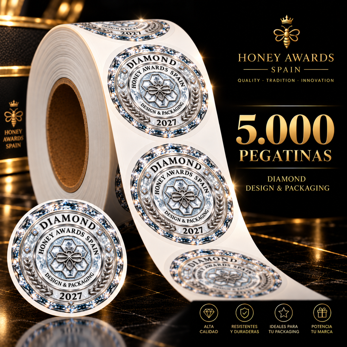 Badge Diamond 2027 · Diseño & Packaging