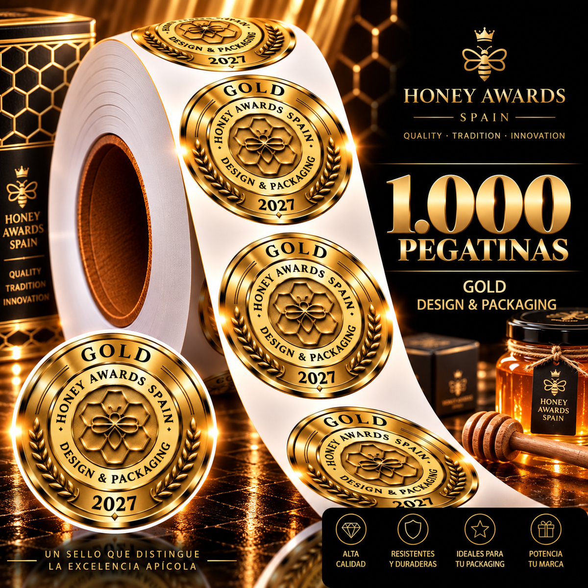 Badge Gold 2027 · Diseño & Packaging