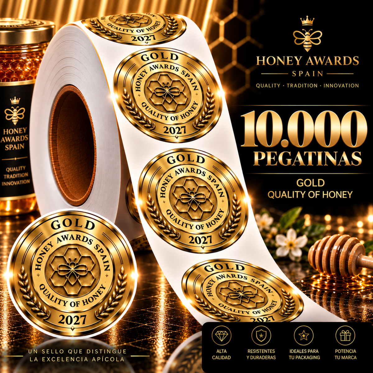 Badge Gold 2027 · Calidad de la Miel