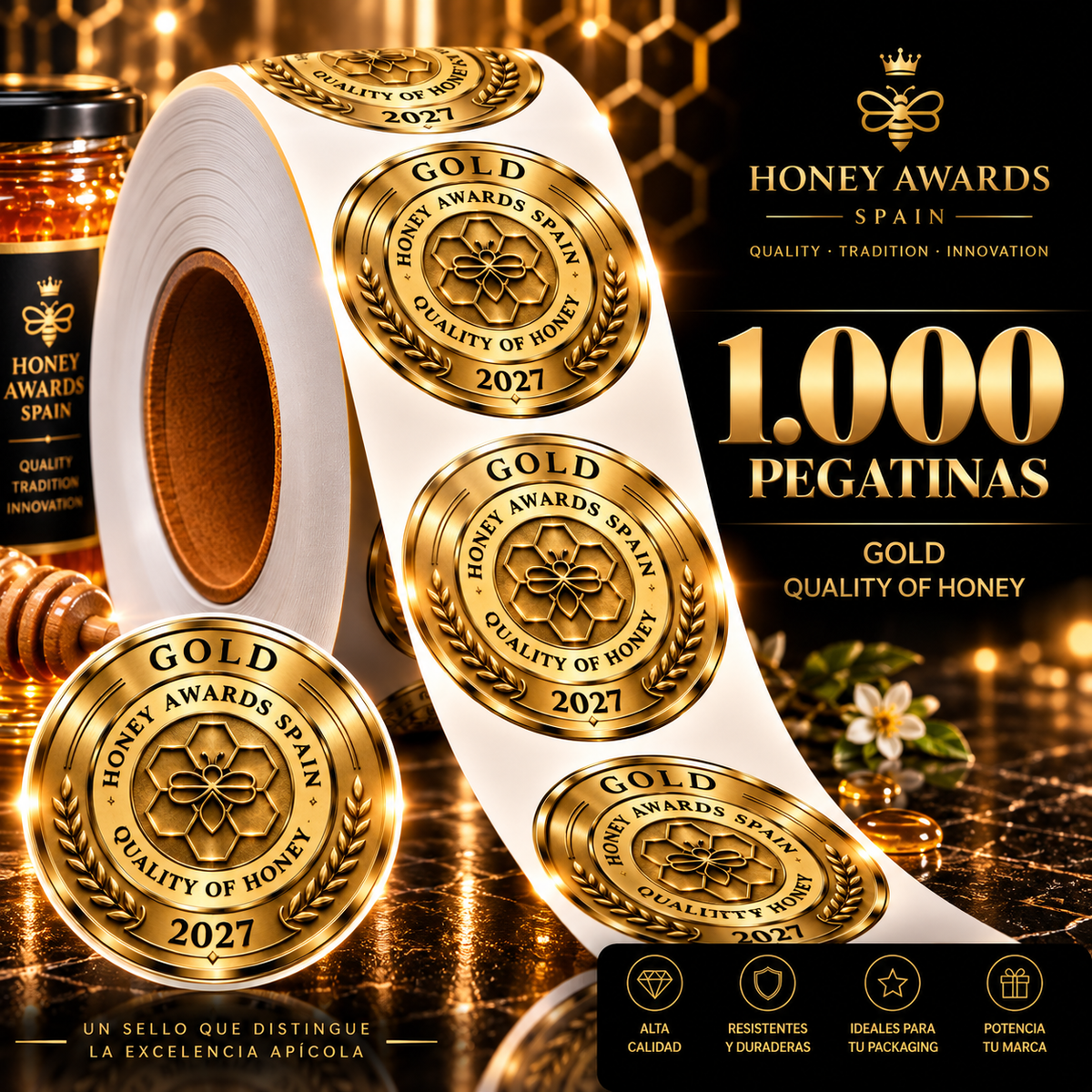 Badge Gold 2027 · Calidad de la Miel