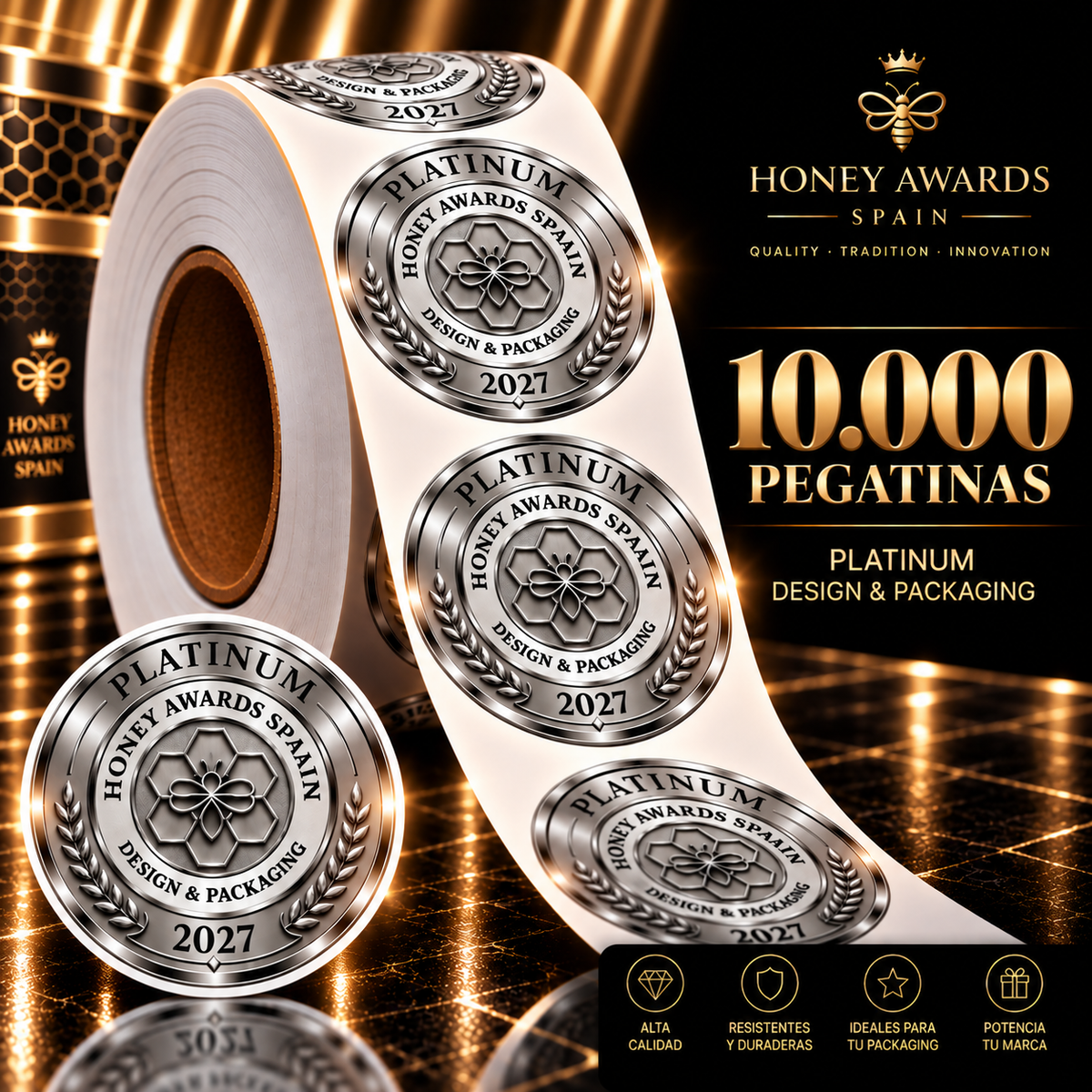 Badge Platinum 2027 · Diseño & Packaging