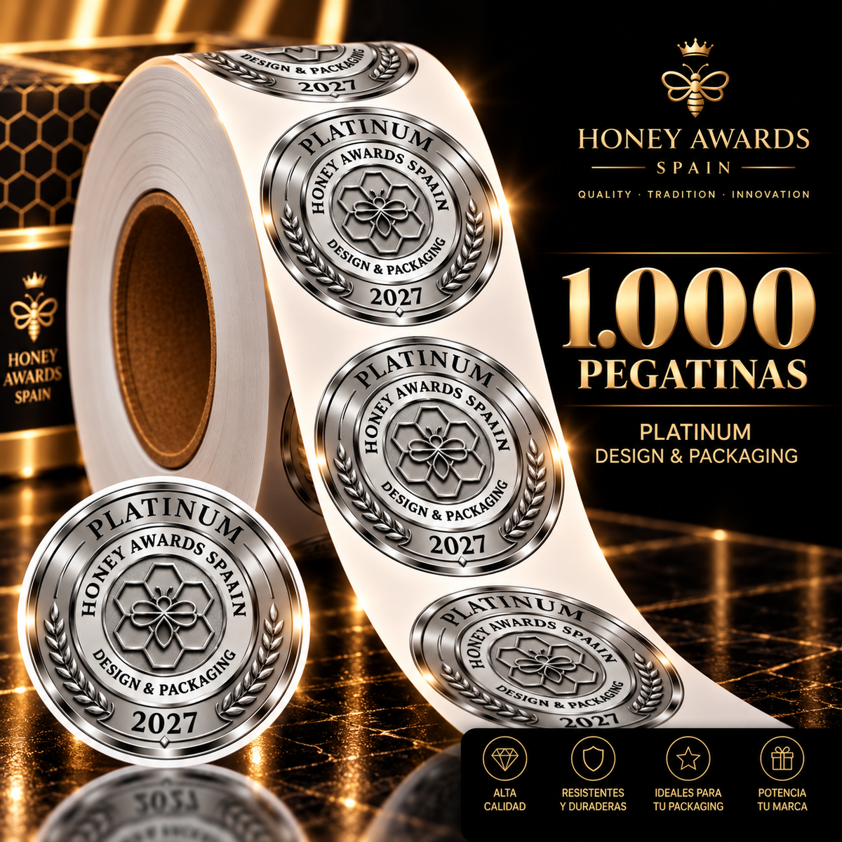 Badge Platinum 2027 · Diseño & Packaging