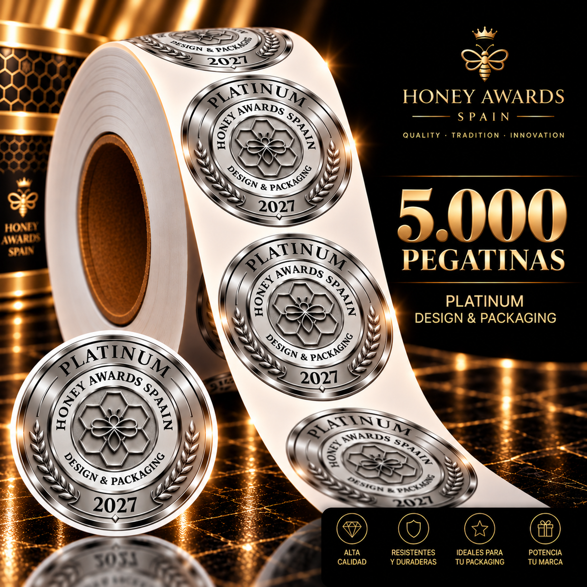 Badge Platinum 2027 · Diseño & Packaging