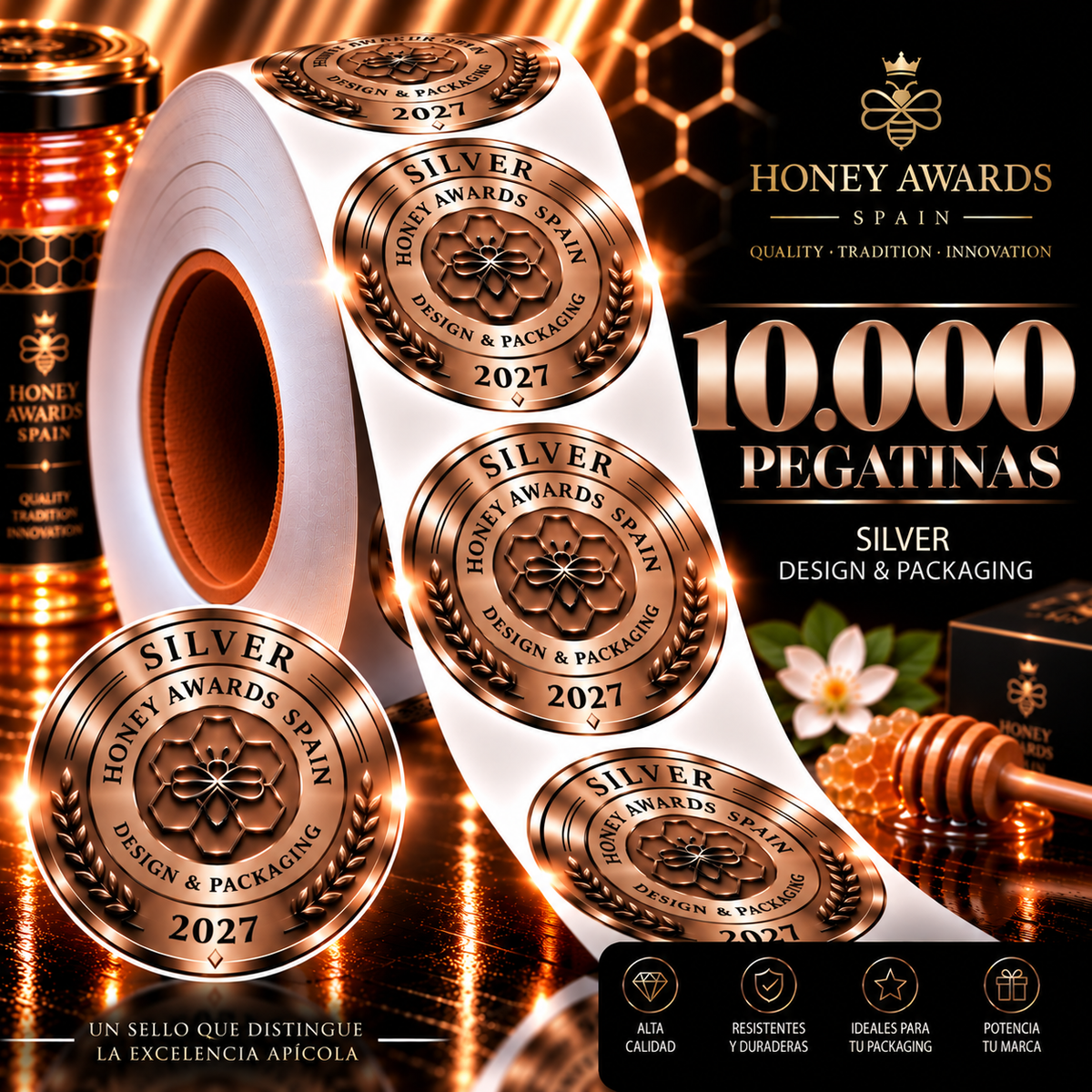 Badge Silver 2027 · Diseño & Packaging