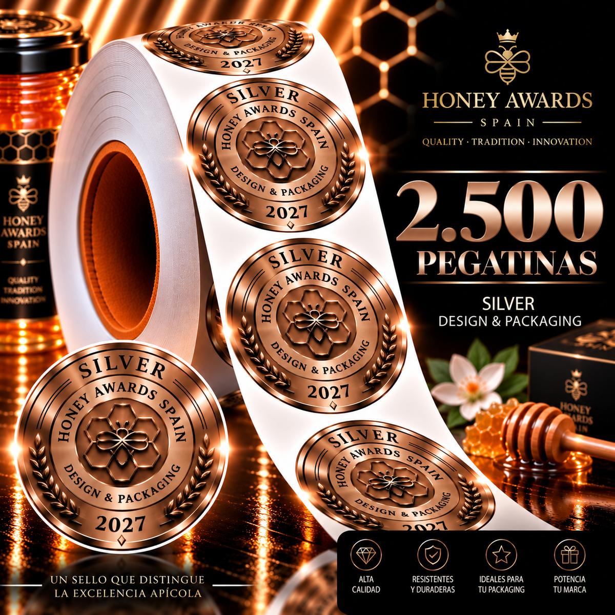 Badge Silver 2027 · Diseño & Packaging