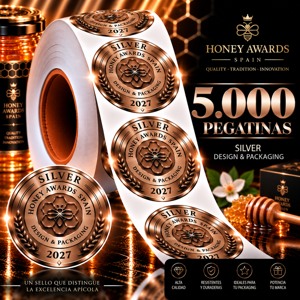 Badge Silver 2027 · Diseño & Packaging